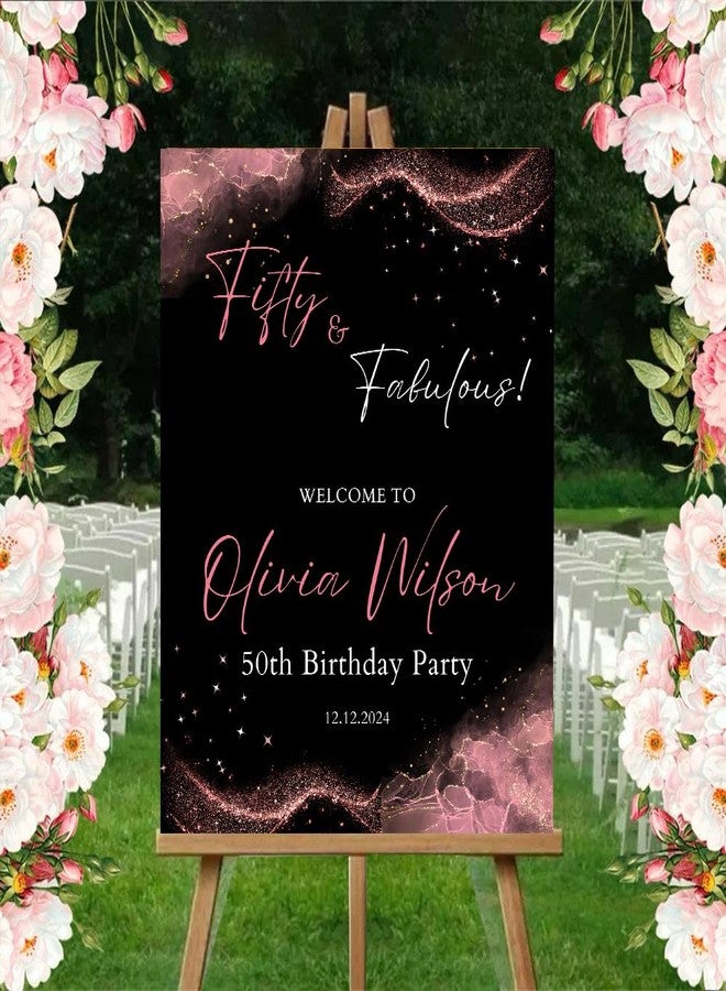 Theme My Party 50th Birthday Customised Welcome Board | Welcome Signage for 50th Birthday Party | Personalized Welcome Sign Board for 50th or Miletsone Birthday - Image 5